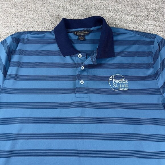 Brooks Brothers FedEx St. Jude Classic Striped Polo Shirt Blue Men’s Size XL - Picture 2 of 8